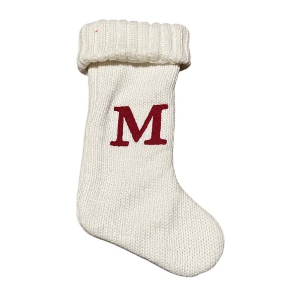 White Wondershop Christmas Stocking With Red M Monogram Acrylic - Picture 1 of 6